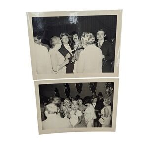 Vintage 1970 Black and White Party Photos Miriam R Weiss‎ Social Gathering 2pc